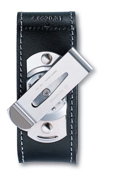 Кожаный чехол на ремень для ножа 91 мм (толщиной 2-4 уровня) с поворотной клипсой Викторинокс (Victorinox) 4.0520. - фото 100213