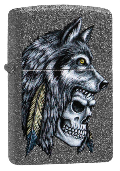 Зажигалка Zippo Wolf Skull с покрытием Iron Stone™, 29863 - фото 184874