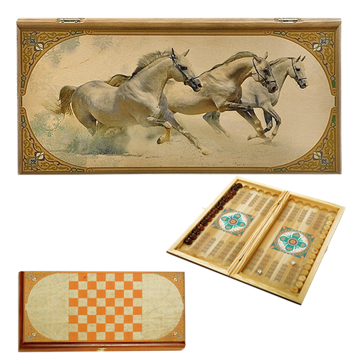 Нарды в деревянной коробке Лошади SA-LI-L - фото 186813