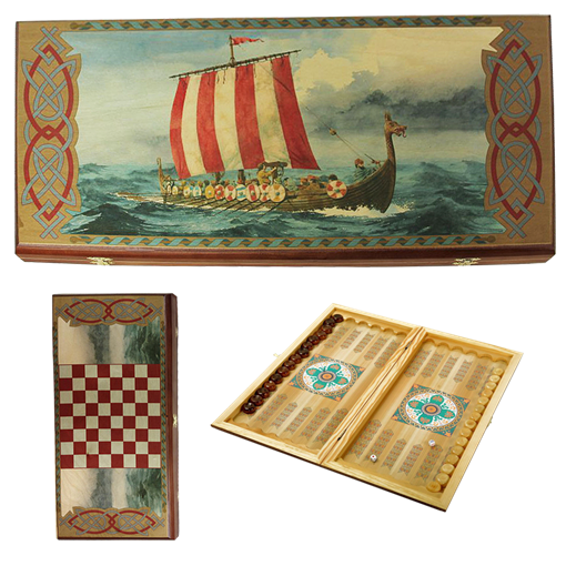 Нарды в деревянной коробке Викинги SA-VI-M - фото 186823