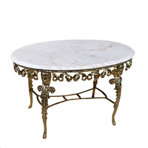 Столик Ренессанс овальный с мраморной столешницей, золото BP-50210-D - фото 186892