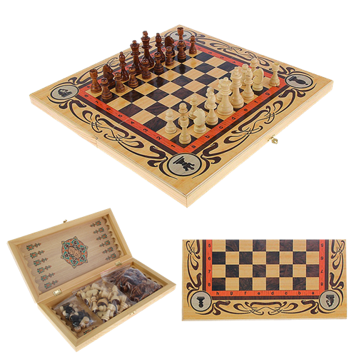 Набор игр шахматы нарды, шашки с доской Статус SA-SH-011 - фото 186943