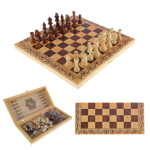 Набор игр шахматы нарды, шашки с доской Дебют SA-SH-013 - фото 186945