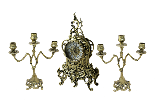Часы Ласу каминные с канделябрами в наборе, золото BP-25038 - фото 187015