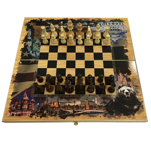 Набор игр шахматы нарды, шашки с доской Россия и Америка SA-SH-024 - фото 187099