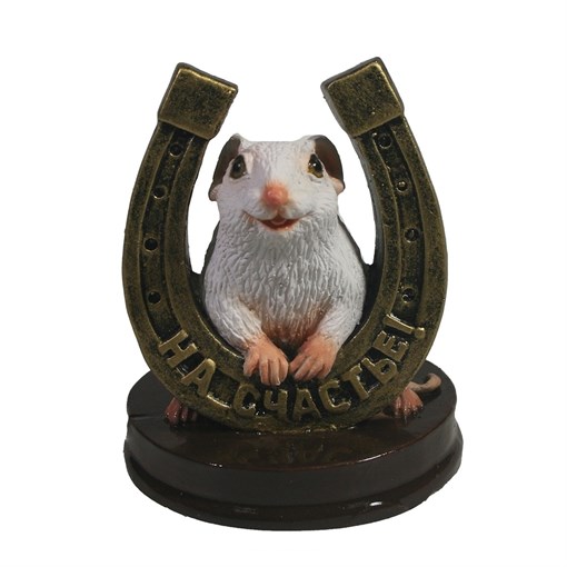 Фигурка декоративная Крыса с бронзовой подковой На счастье (белый) L7 W7 H9,5 см - фото 189516