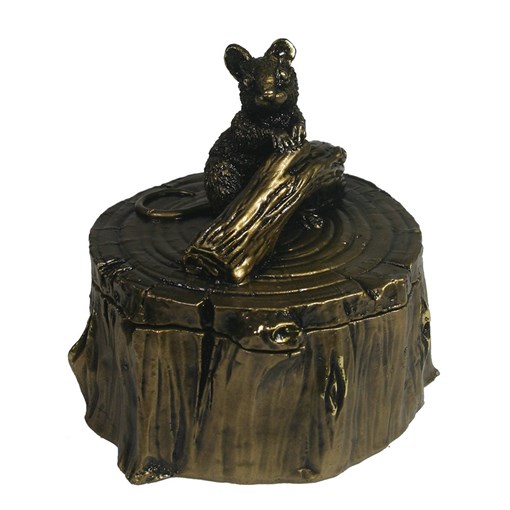 Шкатулка Мышка на пеньке (золото) L11W11H11 - фото 189544