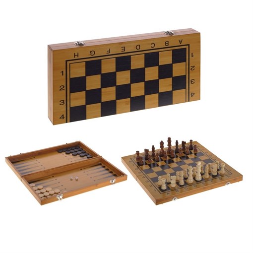 Игра настольная 3 в 1 (шахматы, шашки, нарды), L39 W19,5 H4,5 см 231292 - фото 193523