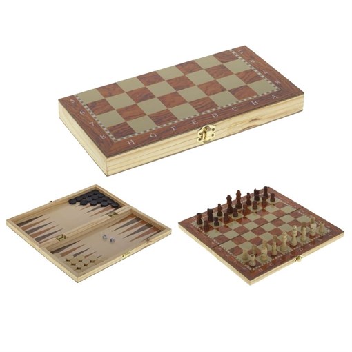 Игра настольная 3 в 1 (шахматы, шашки, нарды), L29,5 W14,5 H3,5 см - фото 194058