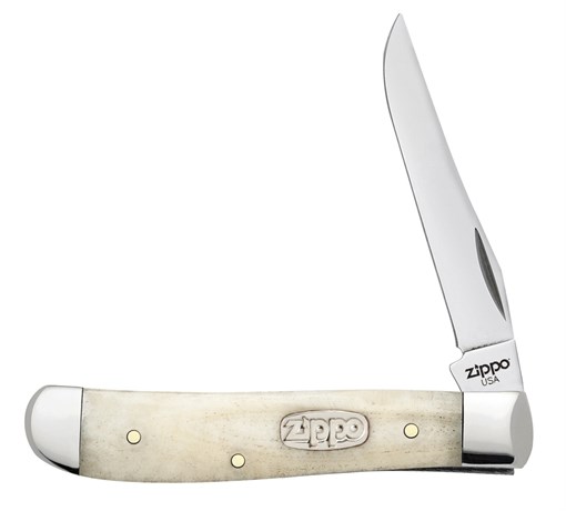 Нож перочинный Zippo Smooth Natural Bone Mini Trapper 89 мм 50559 - фото 198130