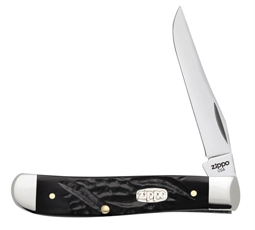 Нож перочинный Zippo Rough Black Synthetic Mini Trapper 89 мм 50573 - фото 198133