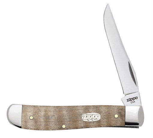 Нож перочинный Zippo Natural Curly Maple Wood Mini Trapper 89 мм 50606 - фото 198139