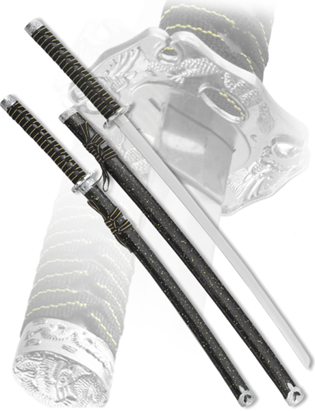 Набор самурайских мечей, 2 шт. Ножны черный мрамор - фото 199857