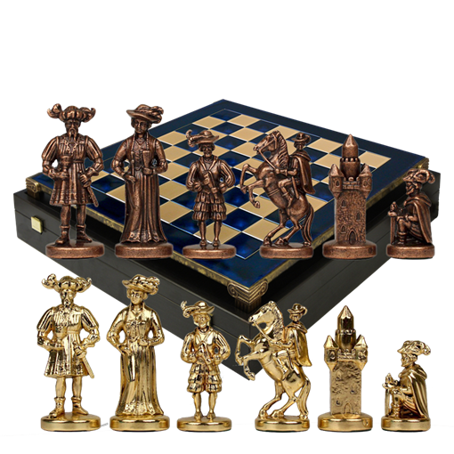Шахматы бронзовые Рыцари Средневековья MP-S-12-C-44-BLU - фото 199998