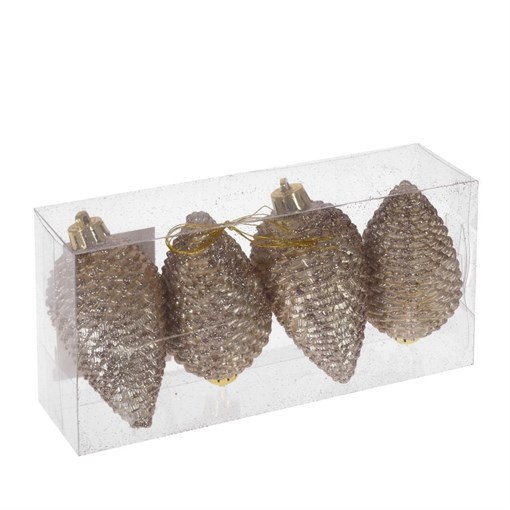 Украшение новогоднее "Шишка", набор из 4 штук, H8 см - фото 214427