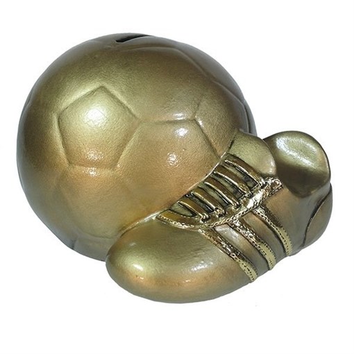 Копилка Мяч с бутсой цвет: золото L17W14H13см - фото 252309