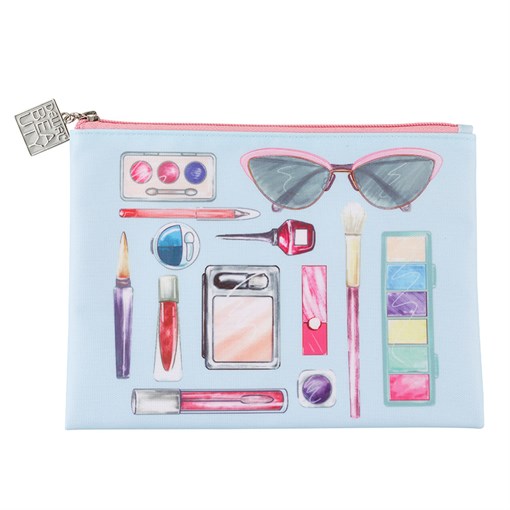 Косметичка Dewal Beauty серия "Модница", голубая 22,5х17х1см - фото 254475