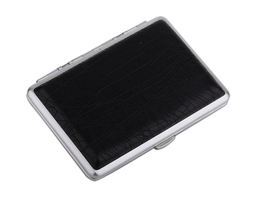 Портсигар S.Quire, сталь+искусственная кожа с металлическими клипами, черный цвет, 74*95*18 мм - фото 254975