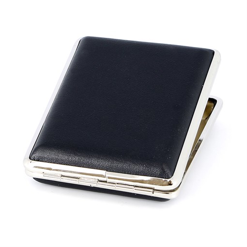 Портсигар S.Quire, сталь+искусственная кожа, черный цвет, гладкий, 96*93*19 мм - фото 254981