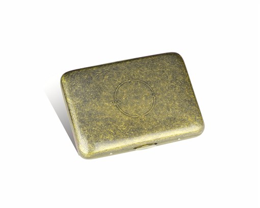 Портсигар S.Quire, сталь, золотистый цвет с рисунком, 94*71*20 мм - фото 254995