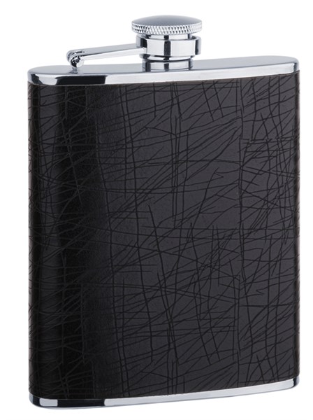 Фляга S.Quire 0,24 л, сталь+искусственная кожа, черная - фото 255116
