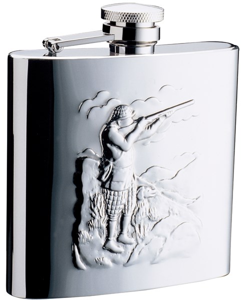 Фляга S.Quire "Охотники" 0,24 л, сталь, серебристый цвет с рисунком - фото 255128