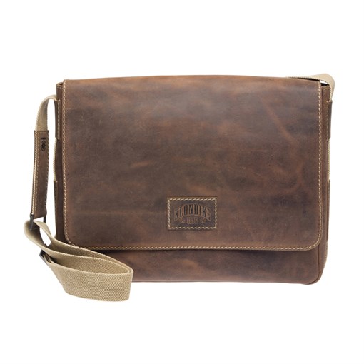 Сумка KLONDIKE Native, натуральная кожа в коричневом цвете, 39 х 10 х 31 см - фото 258780