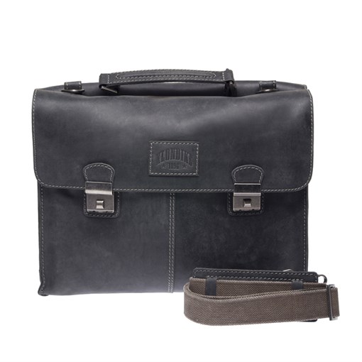 Портфель KLONDIKE Native, натуральная кожа в черном цвете, 40 х 11 х 31 см - фото 258848