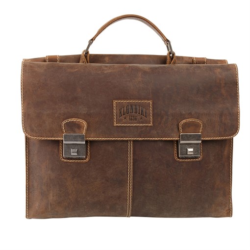 Портфель KLONDIKE Native, натуральная кожа в коричневом цвете, 40 х 11 х 31 см - фото 258856