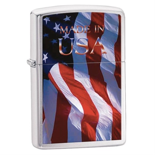 Широкая зажигалка Zippo Made Im Usa Flag 24797 - фото 281946