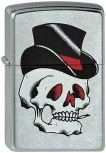 Широкая зажигалка Zippo Black Top Skull 212 - фото 282658