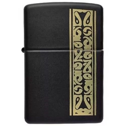 Широкая зажигалка Zippo Black/brass 218 - фото 282748