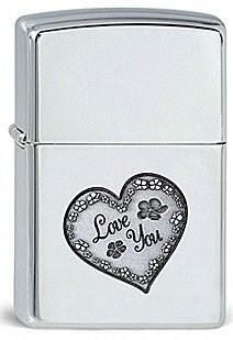 Широкая зажигалка Zippo Love you Floral 250 - фото 282978