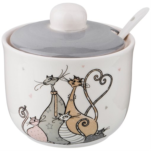 Сахарница с ложкой коллекция "Счастливое семейство" 350 мл 9,8*9,8*10 см - фото 288916