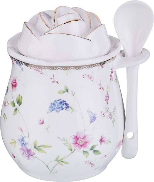 Сахарница с ложкой "Мускари" 450 мл H=9 см - фото 290148