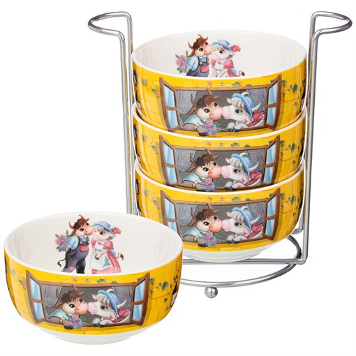 Набор салатников 4 шт на металл.подставке "Свидание" 11*5,5 см - фото 292196