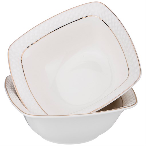 Набор из 2 салатников - тарелок суповых "Диаманд голд" квадрат 16 см - фото 292352