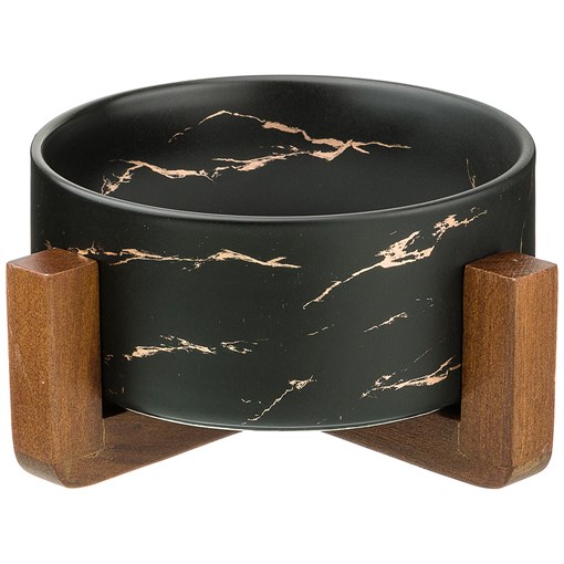 Салатник на  деревянной подставке  коллекция "Золотой мрамор" цвет: black 20,8*20,8*7,7 см - фото 293225