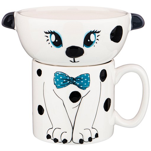 Набор "Щенок" на 1 персону 2пр.: салатник 13*5,5 см 450 мл , кружка 300 мл - фото 294321