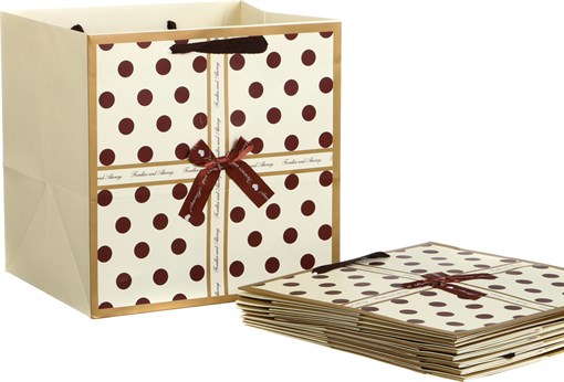 Комплект бумажных пакетов из 10  шт "Горошек" 30*30*25 см - фото 295251