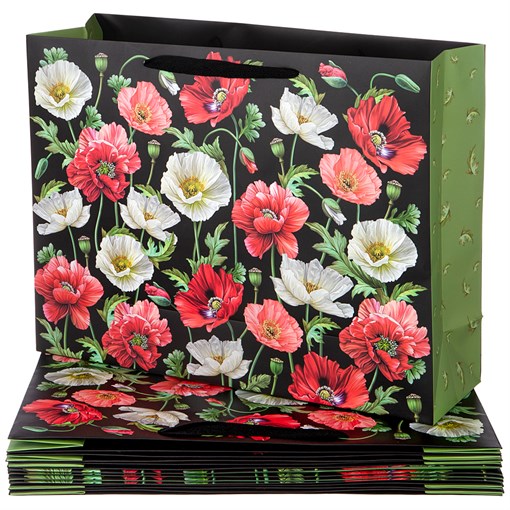 Комплект бумажных пакетов из 10  шт "Маки" 46,5*35*14,5 см - фото 295254