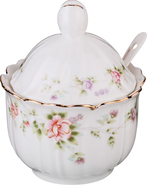 Сахарница с ложкой "Екатерина" 10*10*12 см 250 мл - фото 295666