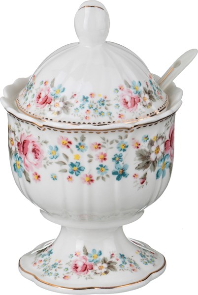 Сахарница с ложкой "Мадемуазель кики" 10*10*16 см 250 мл - фото 295671