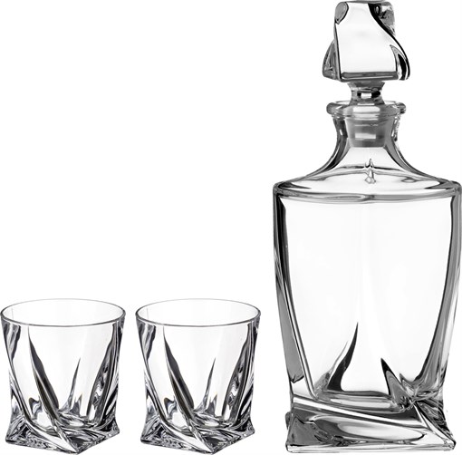 Набор для виски "Квадро" 3пр.: штоф+2 стакана 850/400 мл H=27/10 см - фото 296987