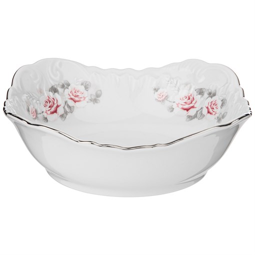 Салатник рококо "Нежная роза" платина 17 см мал.уп. 6шт без упак - фото 297381