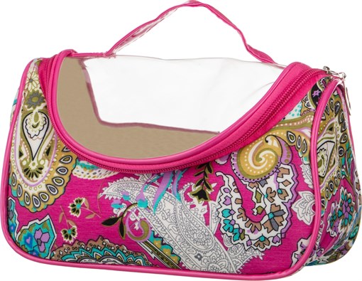 Ко см етичка розовая с принтом, 20*10*10 см - фото 297876