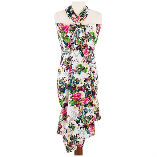 Парео 120*180 + мешочек , 100% хлопок, яркие  цветы, - фото 300630