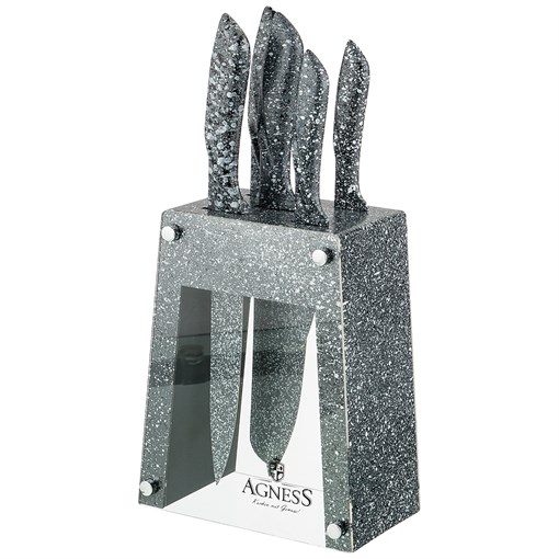 Набор ножей agness  на пластиковой подставке, 6 предметов - фото 302591