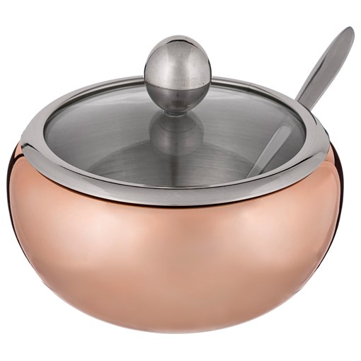 Сахарница agness "Rosso"  с ложкой 560 мл D=11 см H=10 см - фото 302625