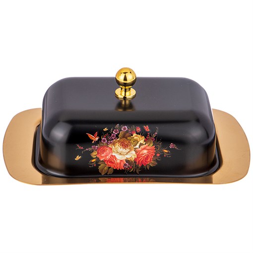 Масленка agness с металл. крышкой "Роскошный сад"  19*12*7 см - фото 302652